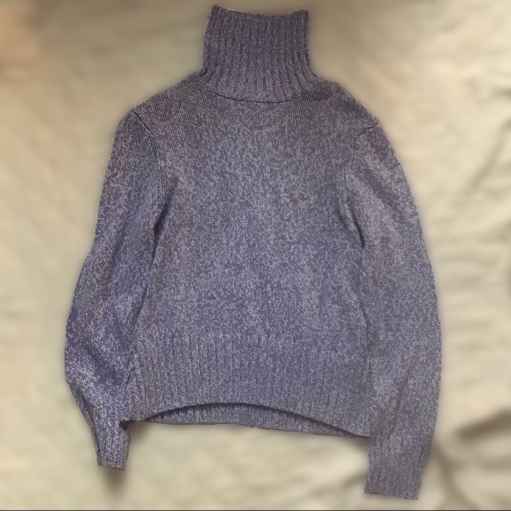 Blue and Purple Route 66 Knitted Turtleneck Sweater